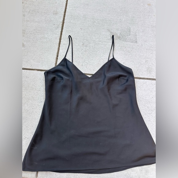 Womens black Satin Raw-Hem adjustable Strap Top Blouse - Picture 1 of 3